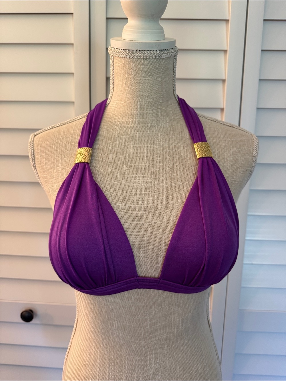 VENUS Halter Bikini Top with Gold Accents and adjustable strap